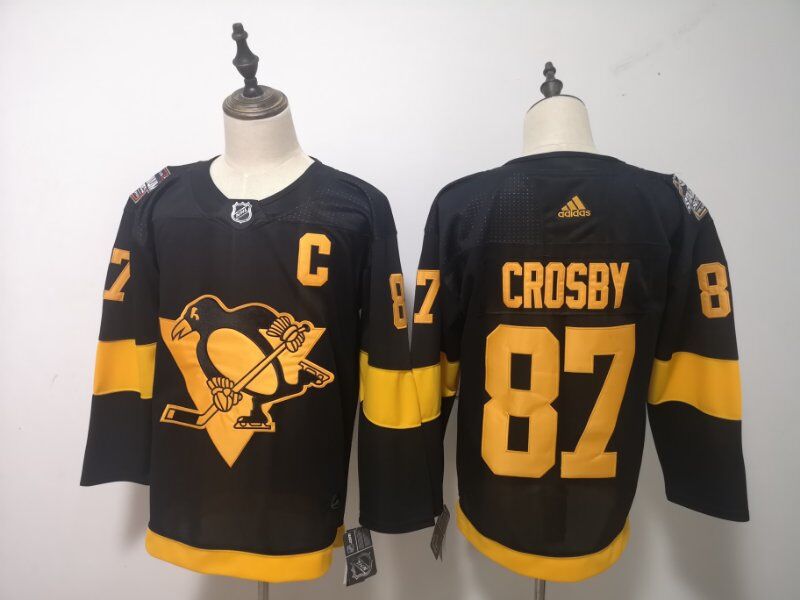 Men Pittsburgh Penguins #87 Crosby Black Adidas Third Edition Adult NHL Jersey